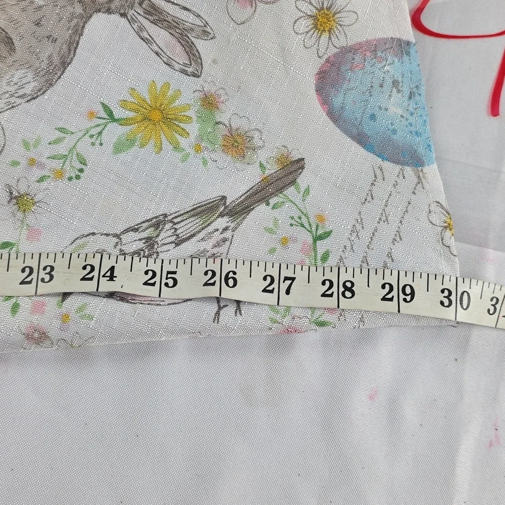 Easter Themed Tablecloth Oval*66x60*Rabbits Eggs Baskets Birds Cream/Pastels EUC